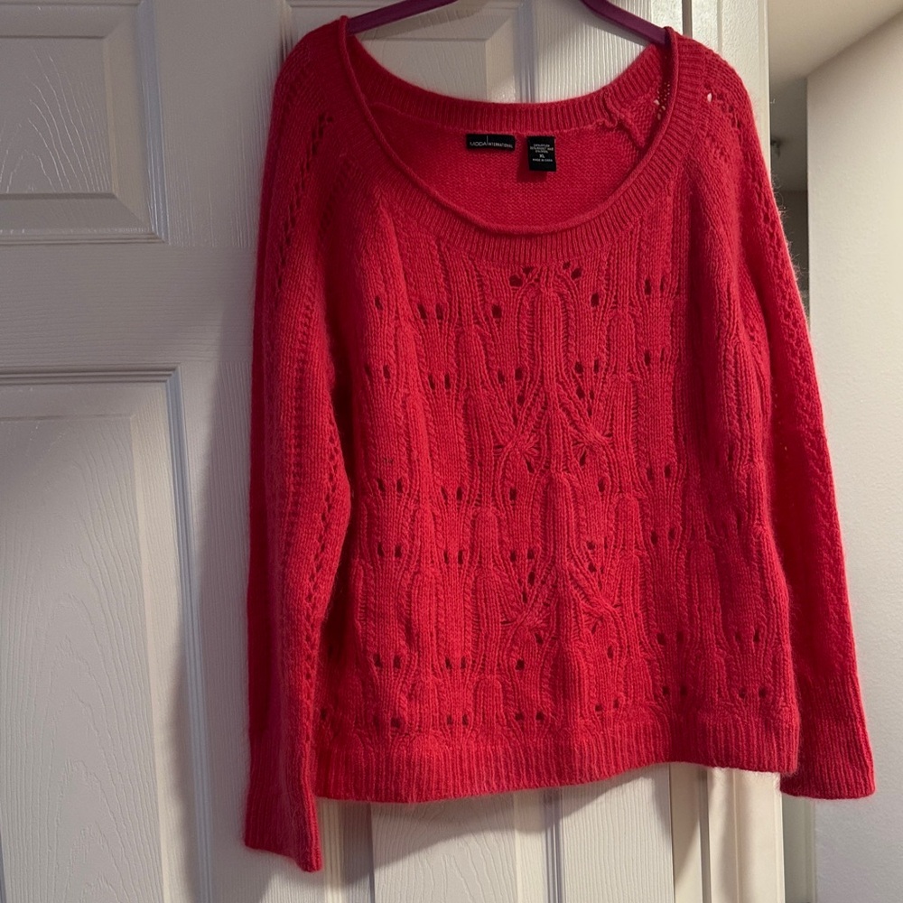 Moda International Vibrant Pink Scoop Neck Sweater